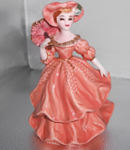 VINTAGE Lefton Lady Southern Bell Figurine Pink Dress Margot #4232 umbrella - $39.59