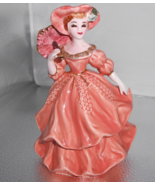 VINTAGE Lefton Lady Southern Bell Figurine Pink Dress Margot #4232 umbrella - £31.00 GBP