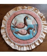Vintage embroidered duck wall hanging. 16 in. Pink, peach - £18.39 GBP