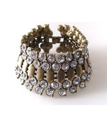 J Crew Bracelet Gorgeous Big Clear Crystals Set in Brass Dressy Party We... - $67.21 CAD