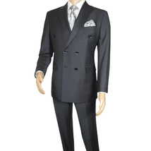 Men Suit BERLUSCONI Turkey Italian Wool 180's Double Breasted UGS94-14 Charcoal image 3