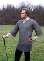 Round Riveted With Flat Warser Chainmail shirt 9 mm Medium Size Half X-mas Gift - £153.19 GBP