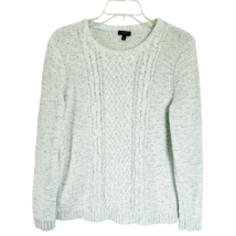 Talbots Cable Knit Sweater Size Lp Large Petite Pale Green Variegated 100%Cotton - £18.60 GBP