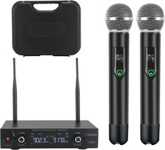 Wireless Microphone System With Case, Metal Uhf Dual Handheld 20, Home Ktv Set - £109.26 GBP