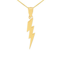 14k Solid Gold Thunderbolt Power Pendant Necklace Thor Zeus Greek God Lighting - £105.41 GBP+