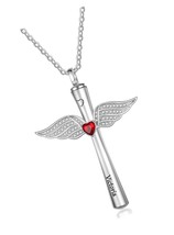Custom Cross Wings Urn Necklace for Ashes with Men - £146.12 GBP