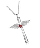 Custom Cross Wings Urn Necklace for Ashes with Men - £143.93 GBP