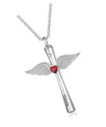 Custom Cross Wings Urn Necklace for Ashes with Men - £137.54 GBP