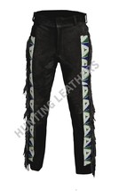 Men Leather buckskin Suede Pant Trouser Jeans Style Black Rugged Skin Rendezvous - £58.92 GBP+