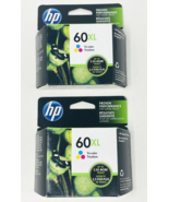 Lot of 2 HP 60XL Tri Color Ink Cartridge Ex 2020 - $42.08 CAD