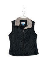 Columbia Vest Womens XL Used Black Quilted Faux Fur Collar Winter Fall - $468.03 MXN