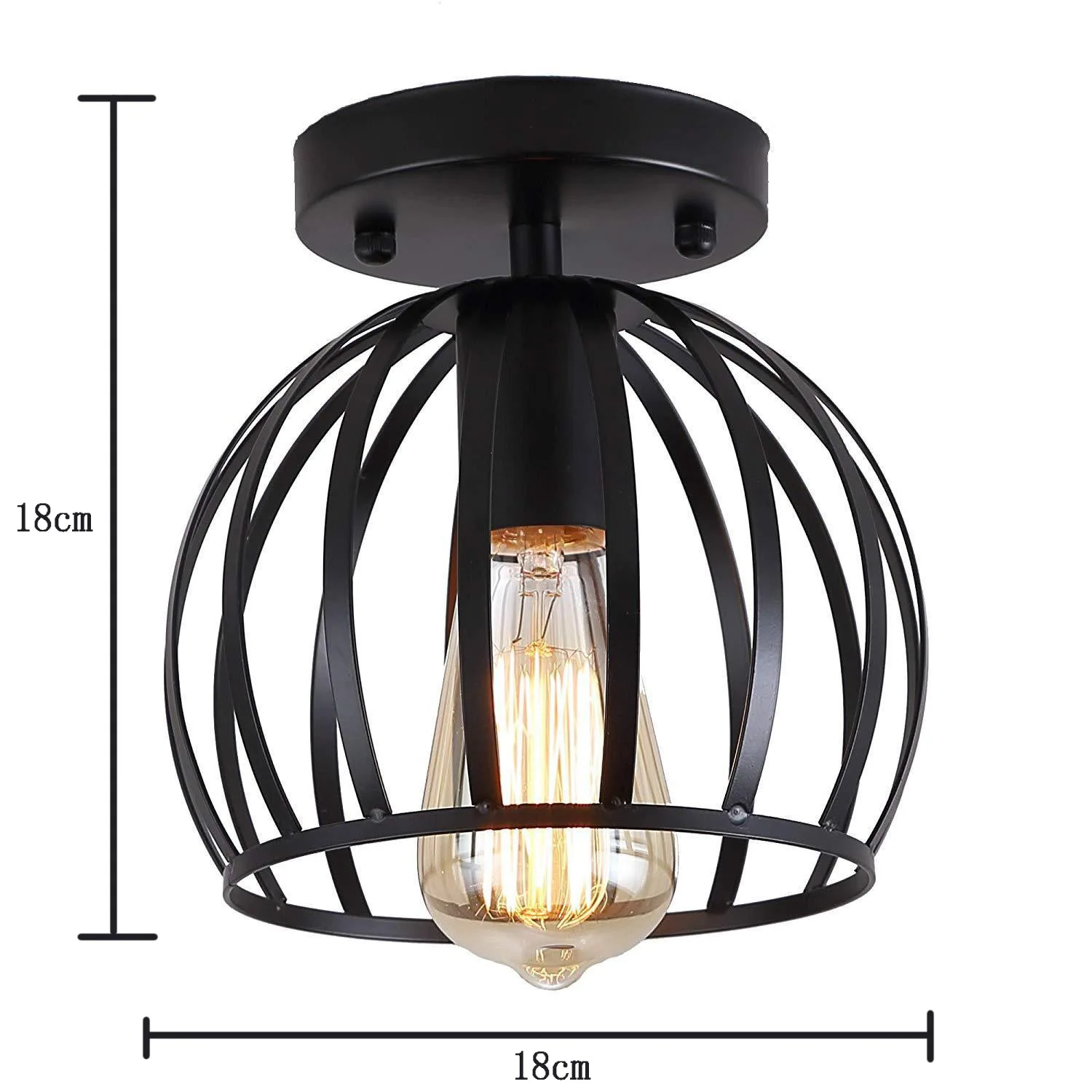 Round Black Wrought  Ceiling Lamp E27   Light Fixtures Corridor Living room Offi - £222.98 GBP