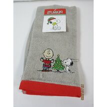 Peanuts Charlie Brown Snoopy Christmas Hand Towel 15 x 25 Cotton Holiday... - $7.69