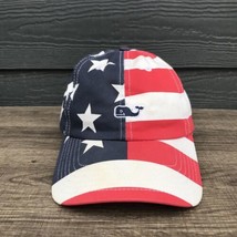 Vineyard Vines Hat Cap Strap Back Red Blue USA Flag United States Whale ... - £13.66 GBP