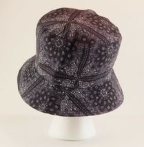 Bucket Hat Black Flower Paisley Pattern Reversible Unisex 22.5" S/M Sun Hat image 4