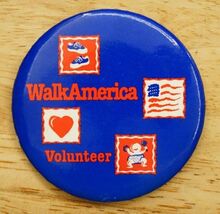 Vintage Pinback Button March of Dimes Walk America Volunteer 1990s Era - $12.86