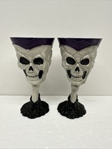 Set of 2 Skeleton Skull Plastic Wine Goblet Halloween Bones Cup Glass Glasses - £12.95 GBP