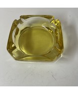 Vintage 3.5” Amber/Gold Clear Square Glass 10 oz. Ashtray USA - $9.22