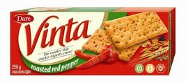 4 Boxes of Dare, Vinta Roasted Red Pepper Crackers 225g Each -Free Shipping - £22.93 GBP