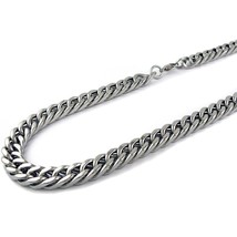 Mens Stainless Steel Miami Cuban Thick Link Chain Necklace 11mm 24&quot; - £58.94 GBP