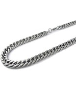 Mens Stainless Steel Miami Cuban Thick Link Chain Necklace 11mm 24&quot; - £55.49 GBP