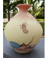 Vintage 1980s Fenton Burmese Hand Painted Seascapes Sea Horse Limited Edition - $295.00
