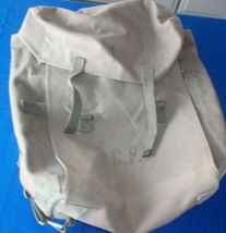 LARGE WWII CANVAS BARREL BACKPACK RUCK ROLL AWAY HAS INITIALS CF - $63.35