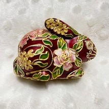 Vintage Cloisonné Enamel Brass Rabbit Oriental Scene Design Art Decor-EX... - $26.73