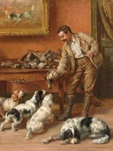 hand Painting Edmund Henry Osthaus-A Huntsman Returning Home With Game man dogs - $74.79