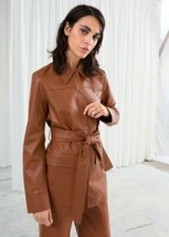 Fashionable Women&#39;s Trench Coat Stylish Mango Tan Halloween Sheepskin Leather - £122.94 GBP