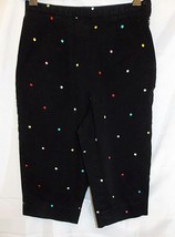 Briggs New York Petite Pants Capris Cropped Black Polka Dot Embroidered size 10P - £9.56 GBP