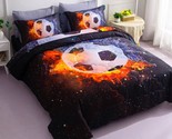 Football Soccer Comforter Set Bed In A Bag Queen Size 3D Galaxy Soccer B... - $127.29
