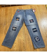 Unk Embroidered Basketball Patch Jeans NBA Team Logos Sz 40 x 33 NWT Vtg... - $120.01 CAD