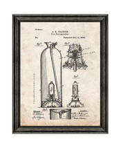 Fire Extinguisher Patent Print Old Look with Black Wood Frame - $24.95+