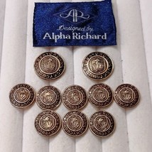 Alpha Richard Bronze Blazer Buttons 10 2-Large, 8 Smaller - £10.35 GBP