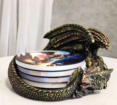 Medieval Smaug Dragon Coaster Set Sleeping Drake Holder With Four Coasters Decor - £19.76 GBP