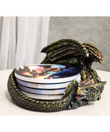 Medieval Smaug Dragon Coaster Set Sleeping Drake Holder With Four Coaste... - $34.17 CAD