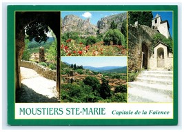 Vintage Moustiers Ste-Marie France Scenic Path Aerial Walkway Landscape ... - $5.95
