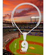 Baseball Silver Plated Bling Iced Number Drip Pendant + Rope Chain Neckl... - $19.79