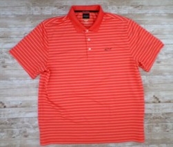 Greg Norman Tasso Elba Five Iron Men&#39;s Golf Shirt XL Orange Stripe Play Dry - £9.38 GBP