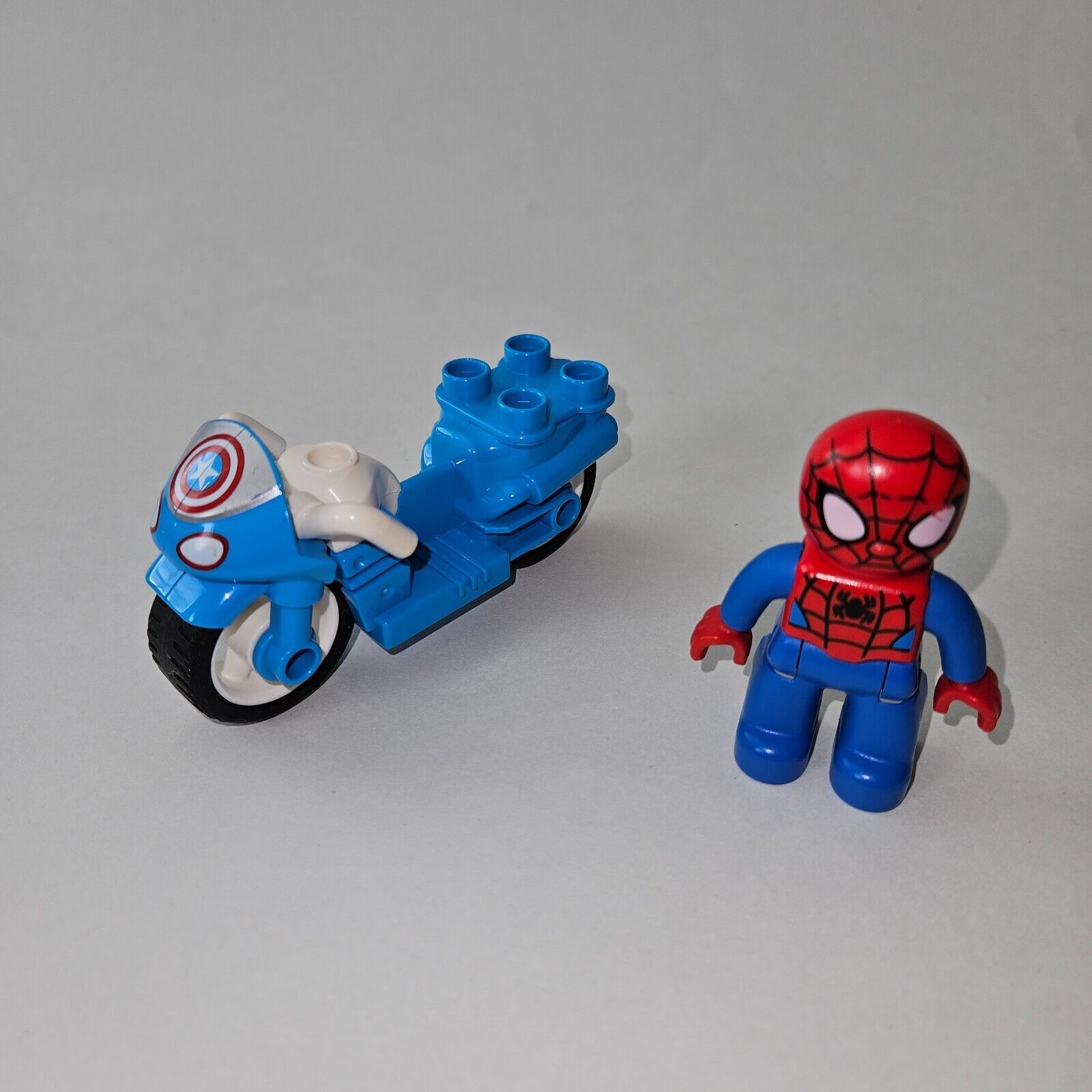 Primary image for 2 Lego Duplo Super Hero Mixed Lot Spider-Man Figure Captain America Motorcycle