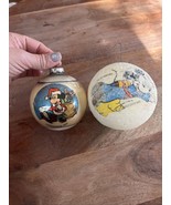 Walt Disney 1977 Schmid Christmas Ornament &amp; Mickey Mouse Happy Birthday... - $23.38