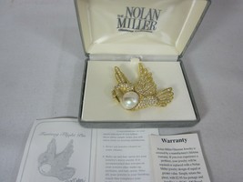 Nolan Miller Fantasy Flight Pin Brooch Swan Faux Pearl Crystals - £77.31 GBP