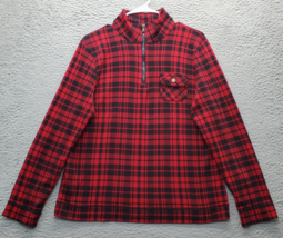 Chaps Sweatshirt Mens Large Multi Plaid Cotton Stretch Long Sleeve Quarter Zip - $20.32