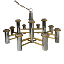 Vintage Gaetano Sciolari Chandelier, Chrome and Brass 12 Light Molecule Light - $2,171.25