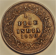 India Half Pice, 1920 (C). KM-510 George V, Scarce. - £6.96 GBP