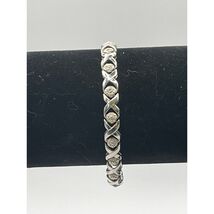 Vintage 925 Sterling Bracelet with Embossed Silver Accents Signed - $62.62