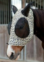 Horse Fly Mask w Ears CHEETAH Print Stretch Lycra Slip on Comfortable Protection - £15.07 GBP