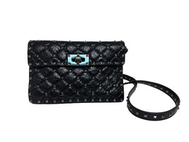 New Valentino Black Rockstud Mini Spike Leather Cross Body Bag - $1,367.10