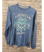 American Fighter Shirt Men XL Blue Graphic Waffle Thermal MMA UFC Fighting - $570.99 MXN